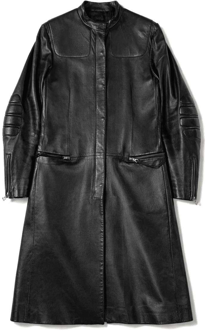 Black Leather Padded Coat