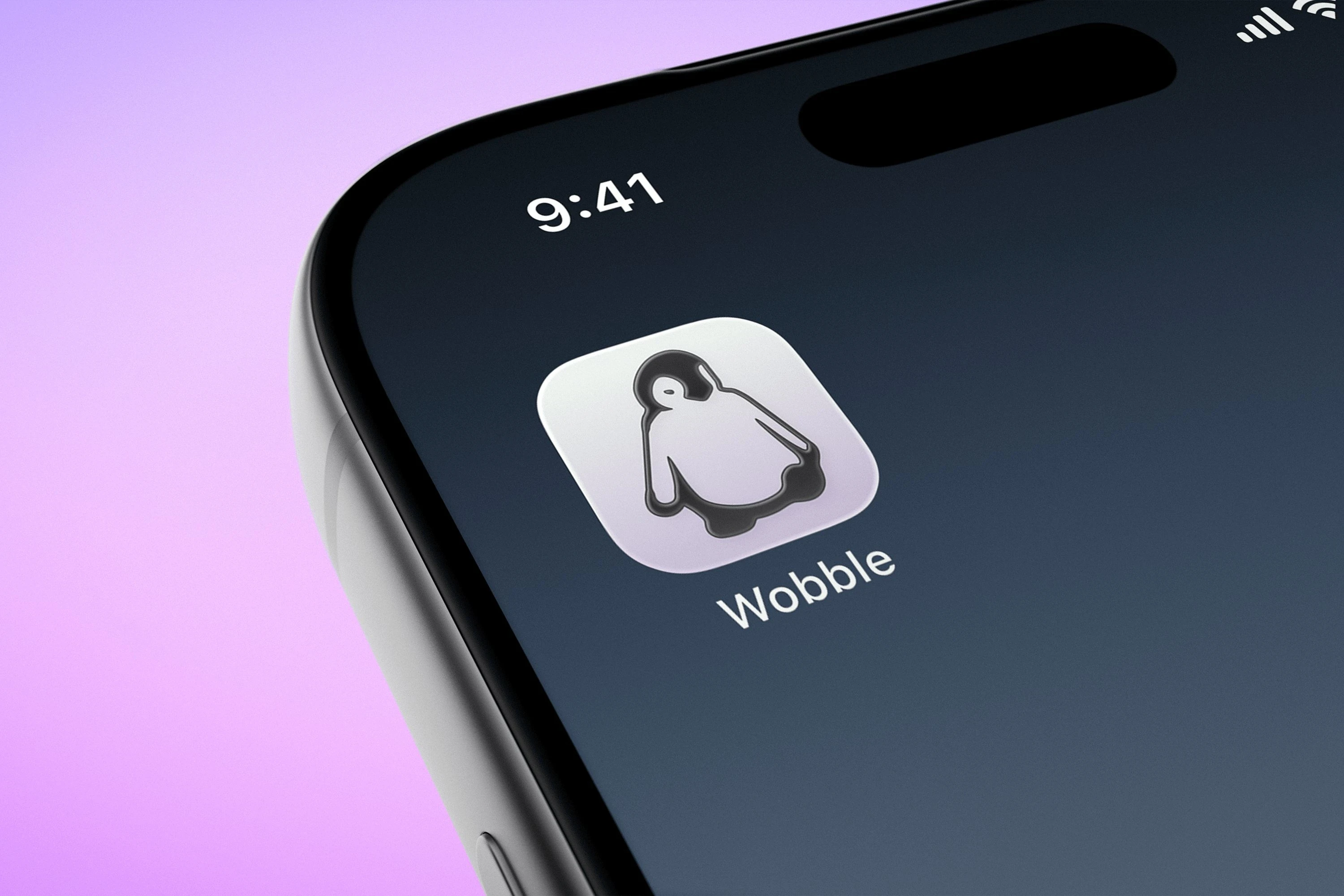 The Wobble penguin app icon on a phone home screen