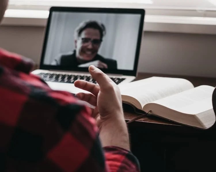 a person speaking on a video call