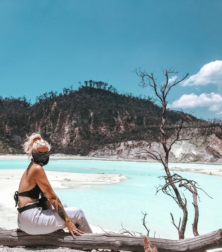 Girl next to lake