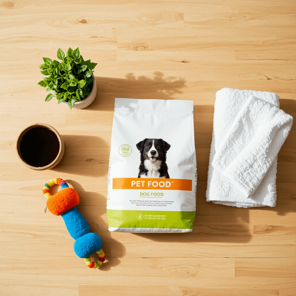 product photography of bag of dog food