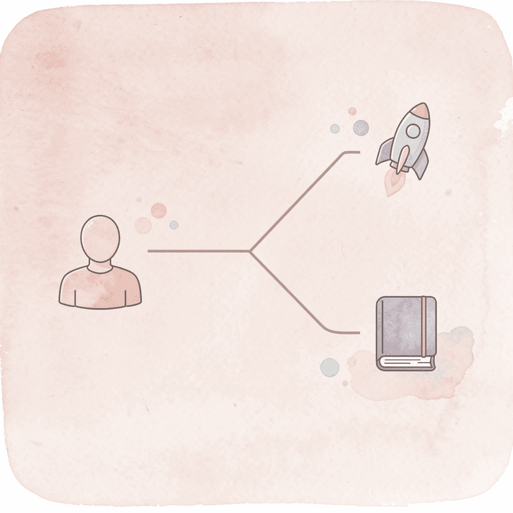 Test icon splitting into two difficulty paths representing SAT adaptation
