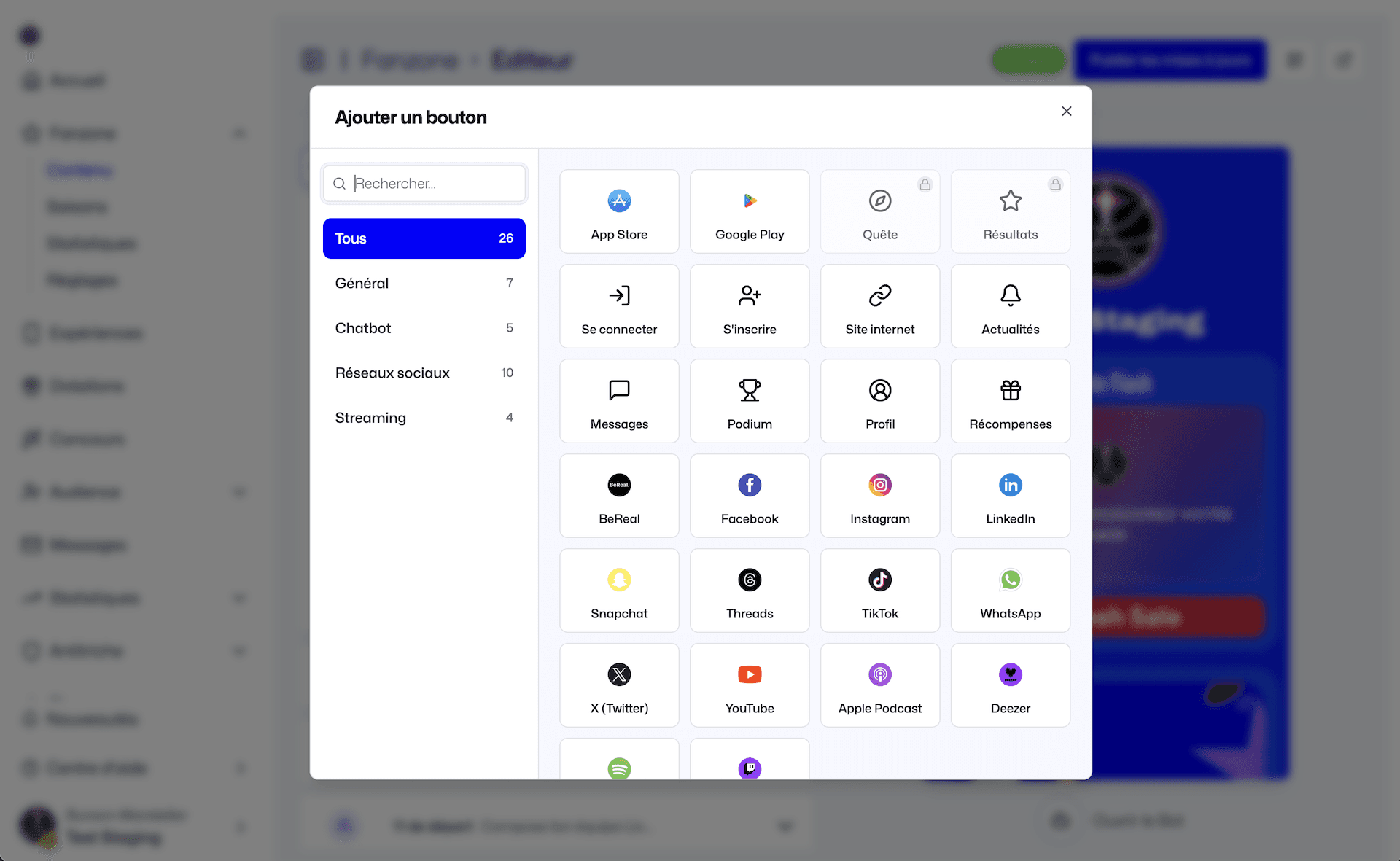 Fanzone Modal Add Button