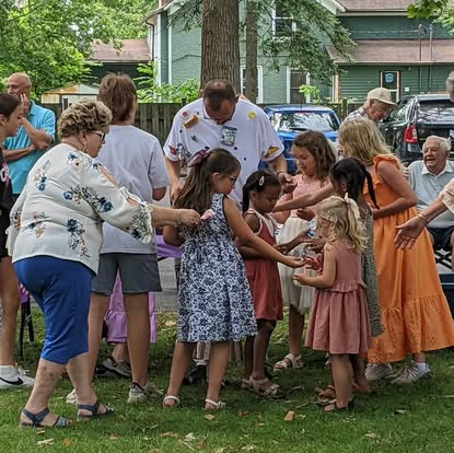 A group of people talking
