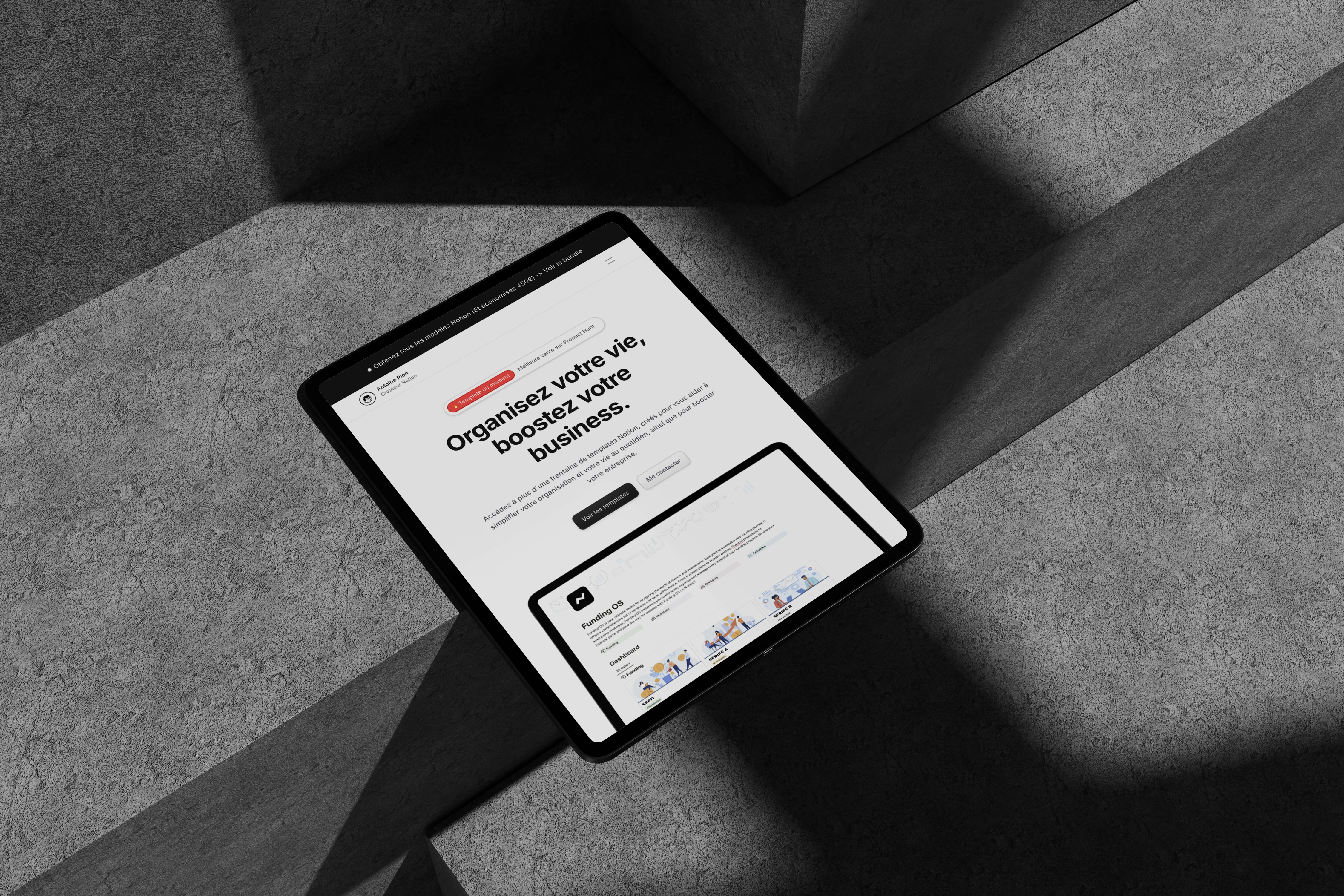 mockup tablet accueil landing page