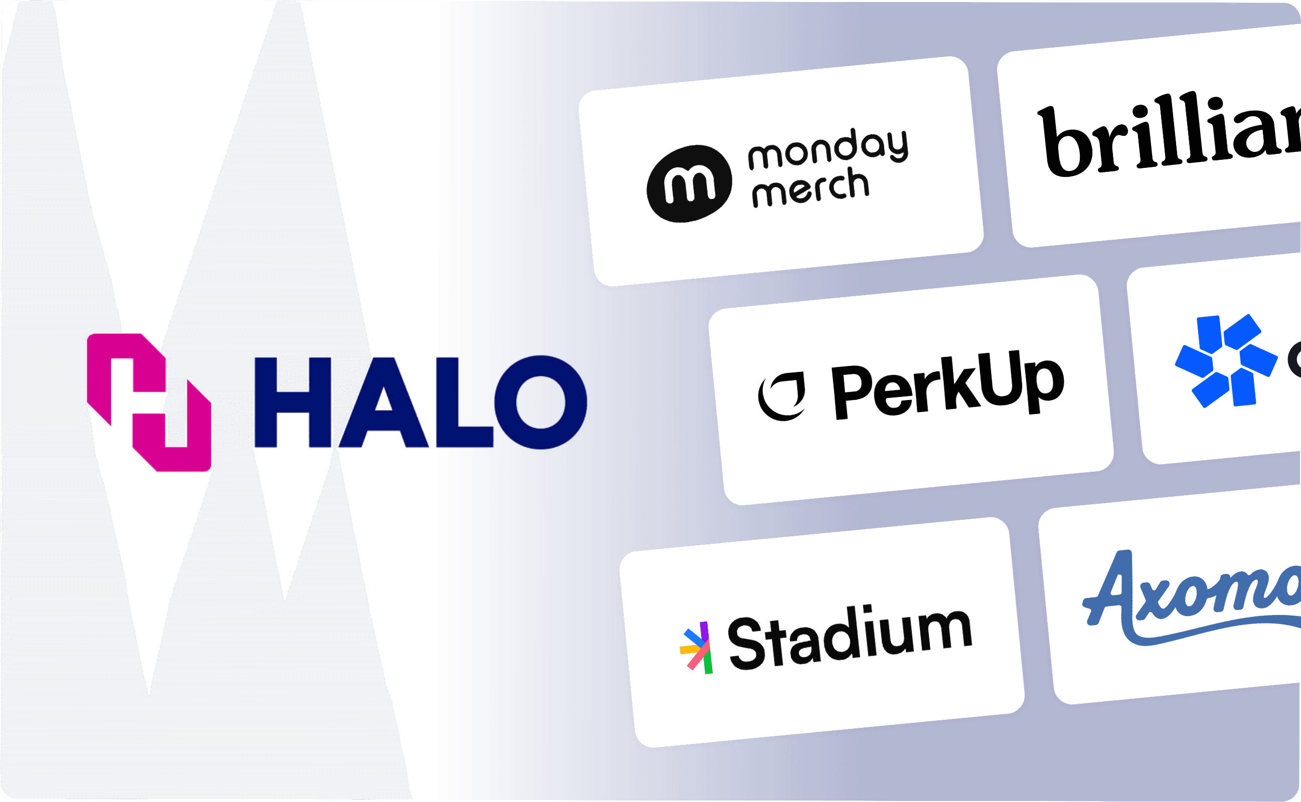 HALO and its alternatives: Monday Merch, Brilliant, PerkUp, Avail Swag, Stadium, and Axomo.