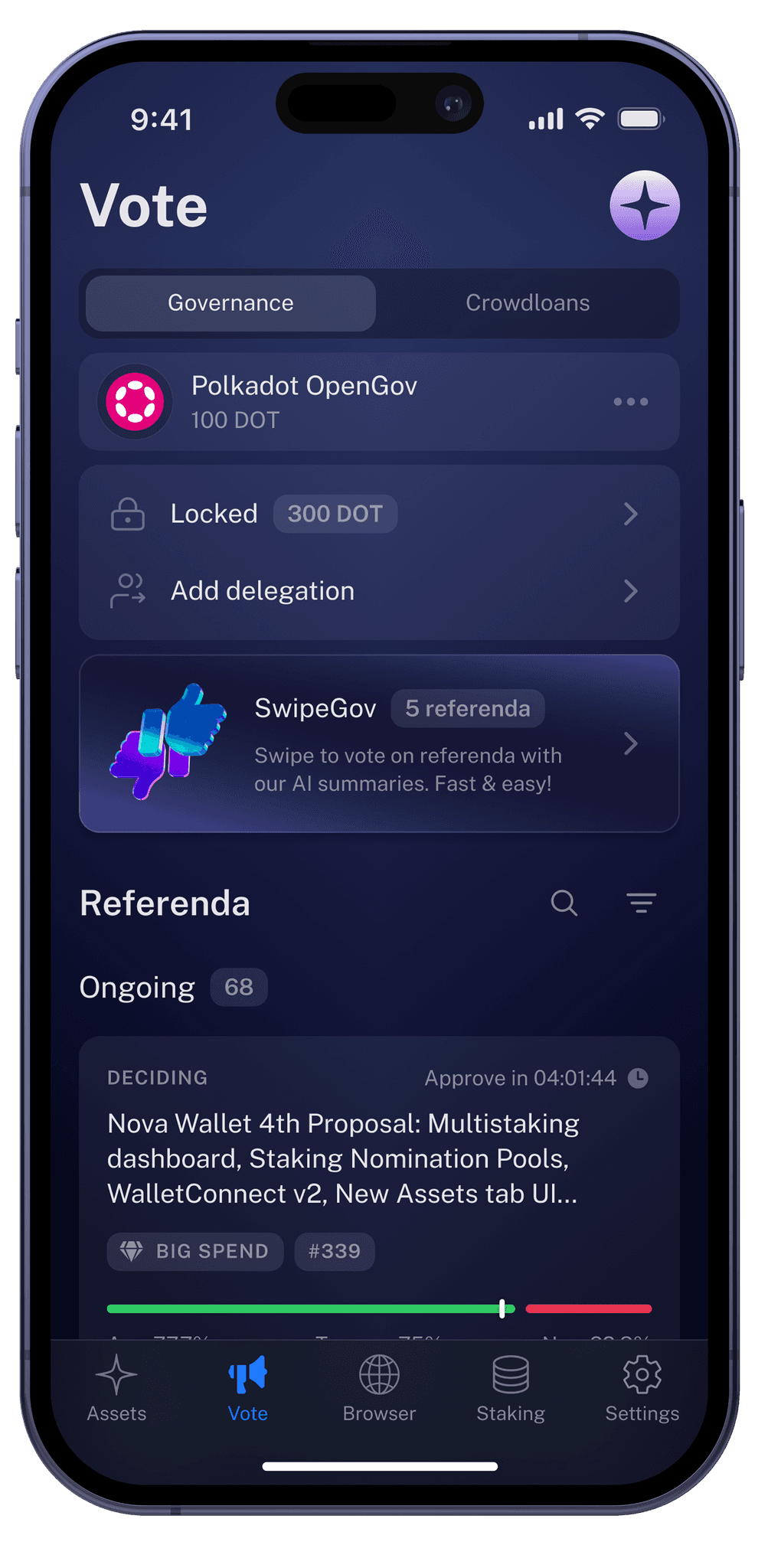 OpenGov and Governance main screen