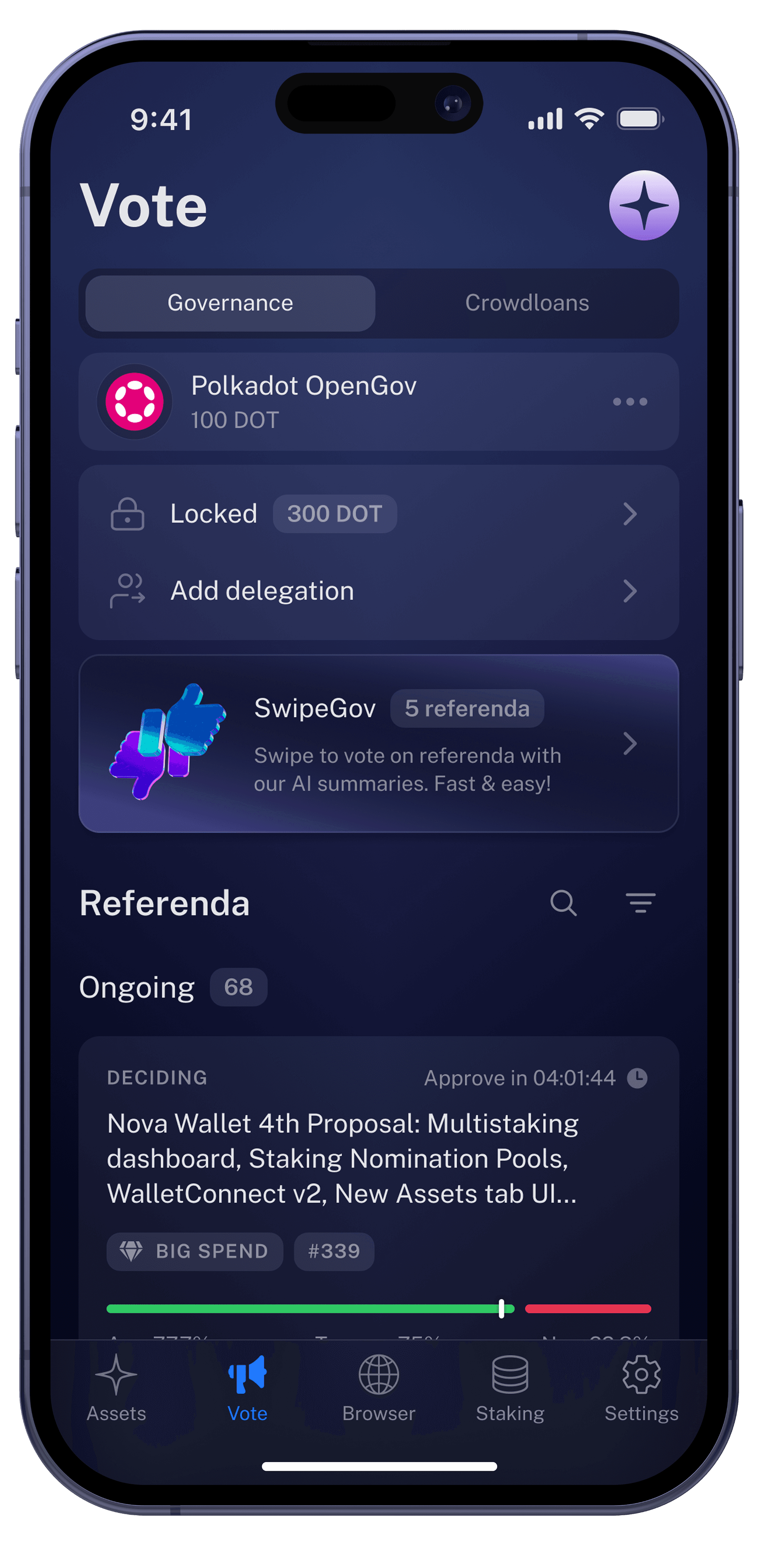 OpenGov and Governance main screen