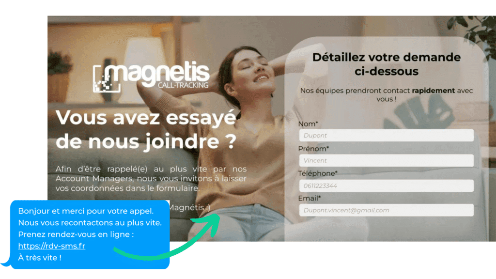 sms et landing page