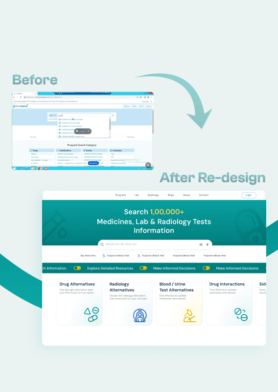 Medical info screens of old and new design