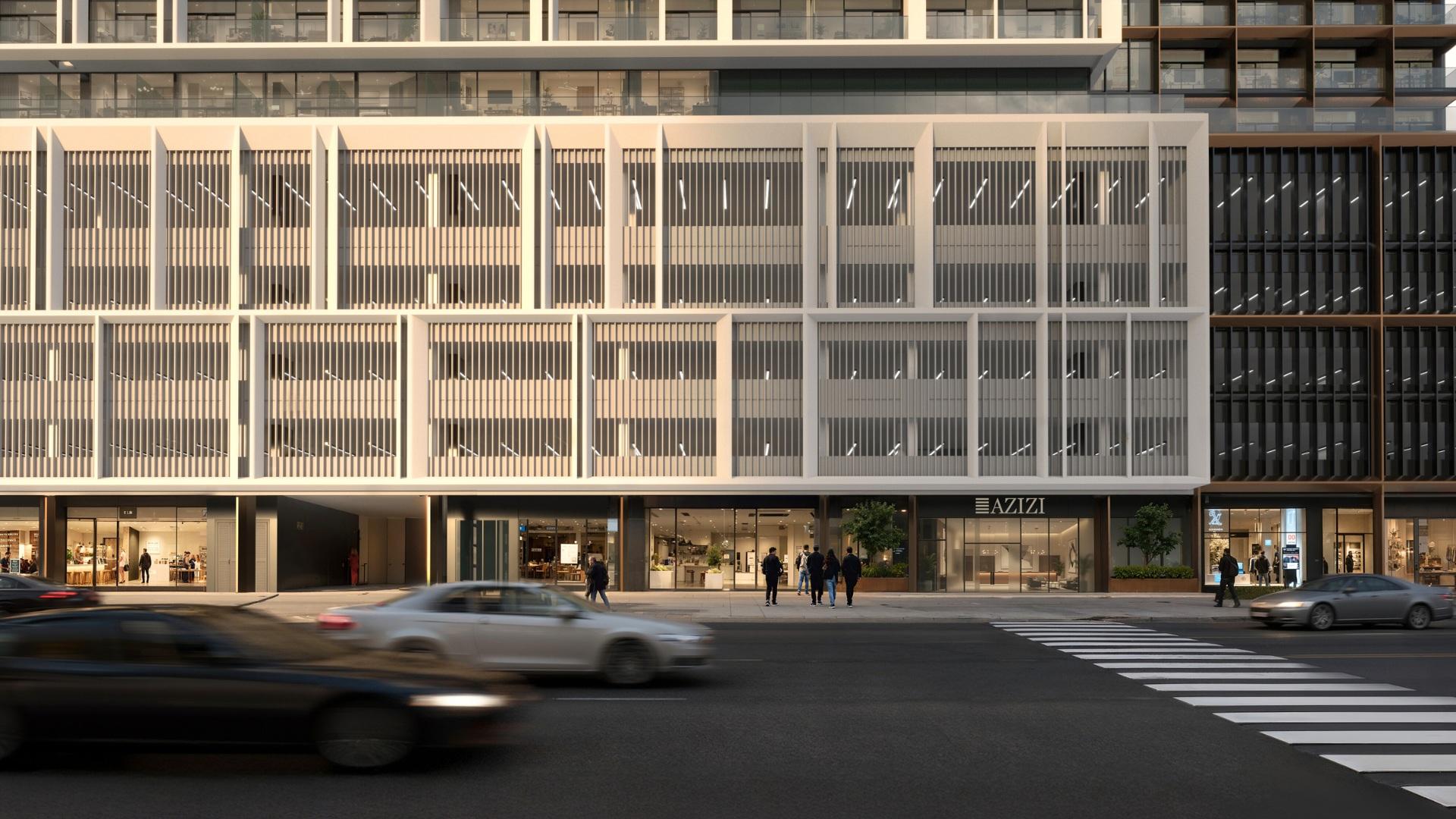 Farishta 2, a contemporary residential tower in Dubai, stands tall with sleek design and vibrant surroundings.