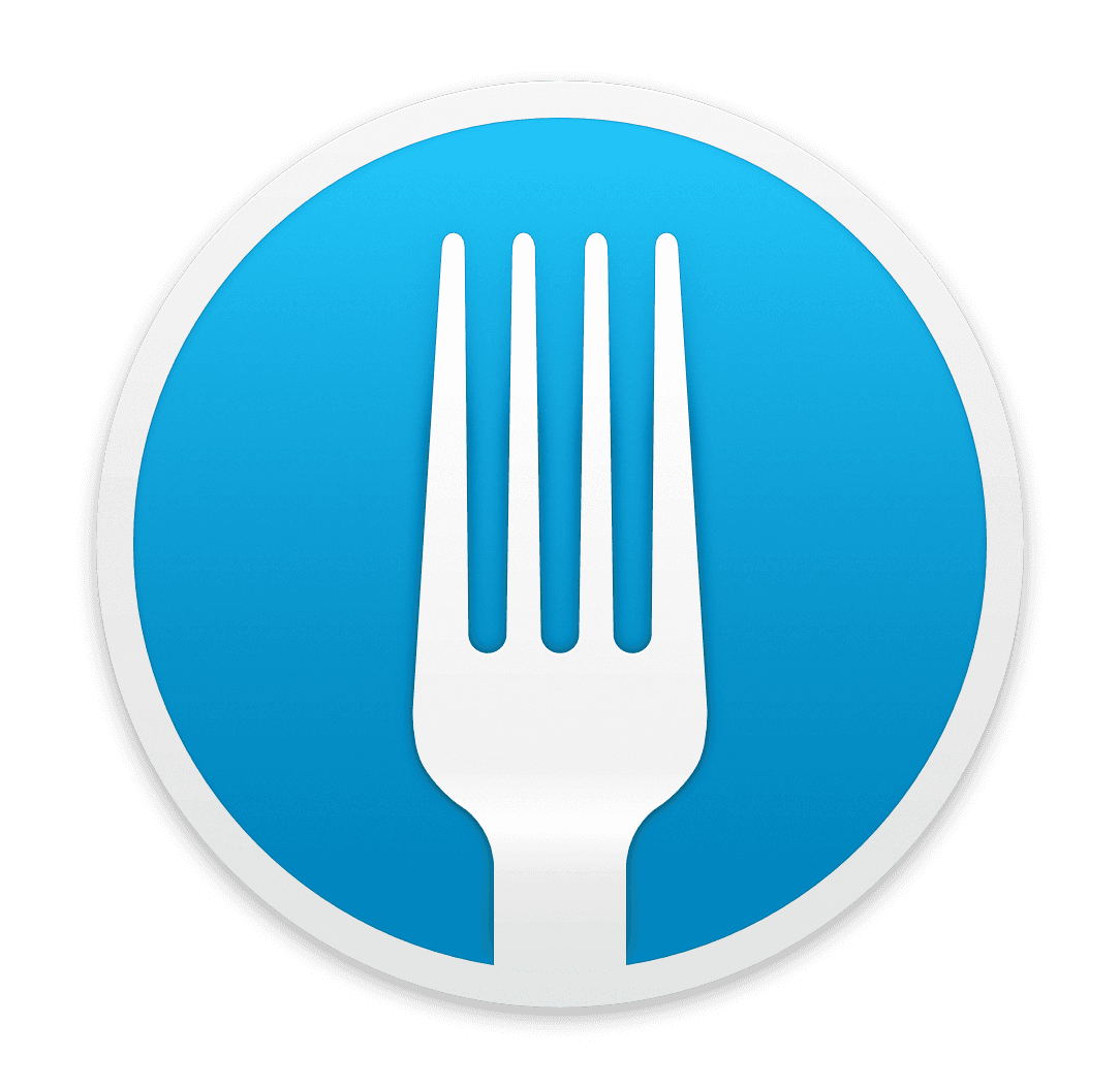 Icon of a simplified fork silhouette on a circular background