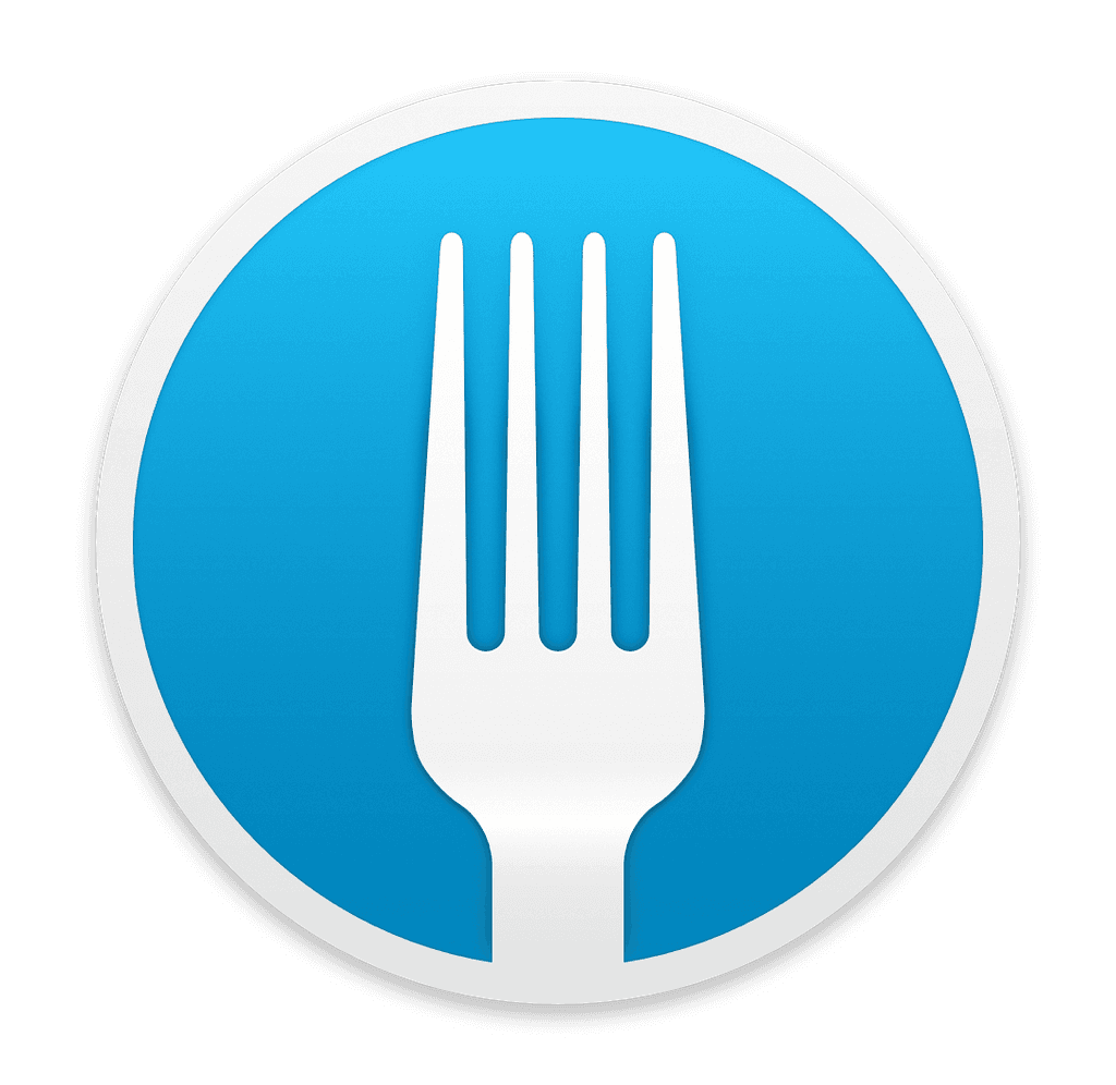 Icon of a simplified fork silhouette on a circular background
