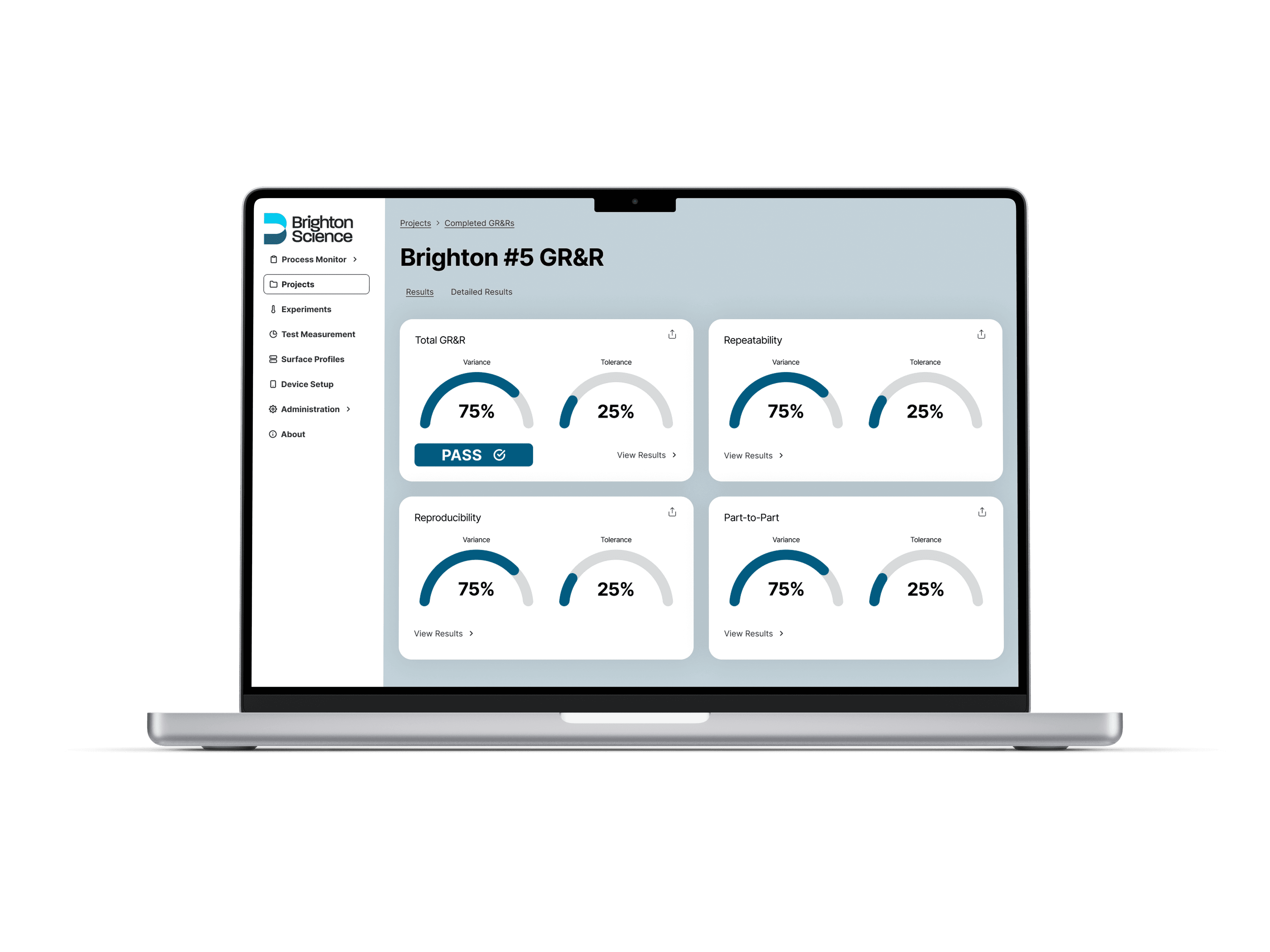 Mockup of Brighton Science Dashboard