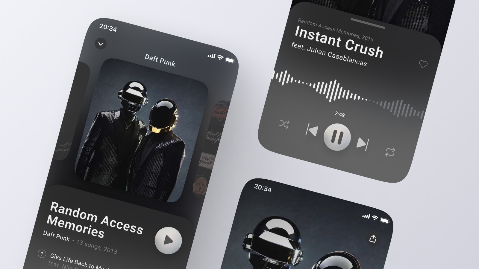 music player mobile app ui design figma daft punk alligatoah