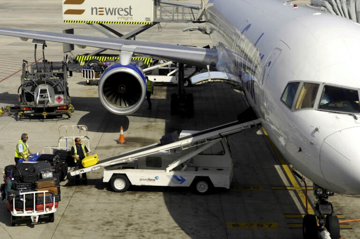 Luggage handling at Gran Canary airport in Canaries, Spain