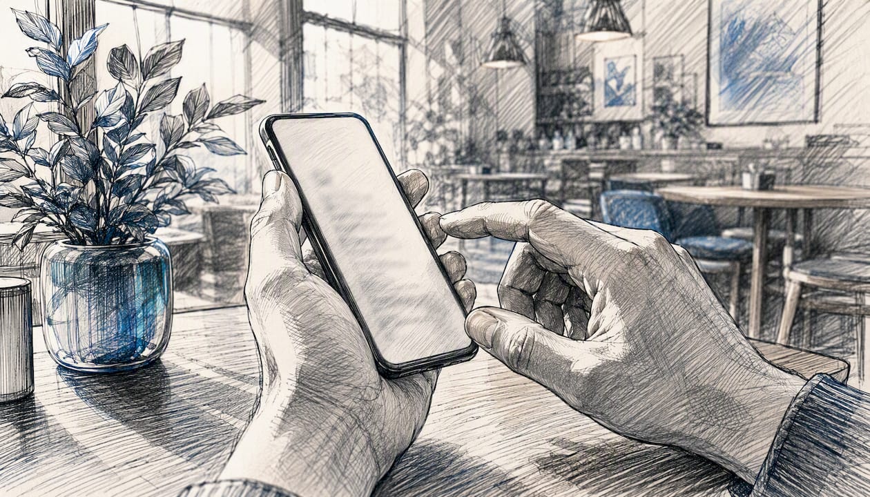 Mit dem Smartphone in der Hand wird gerade eine Bewertung verfasst und zum Abschicken vorbereitet.