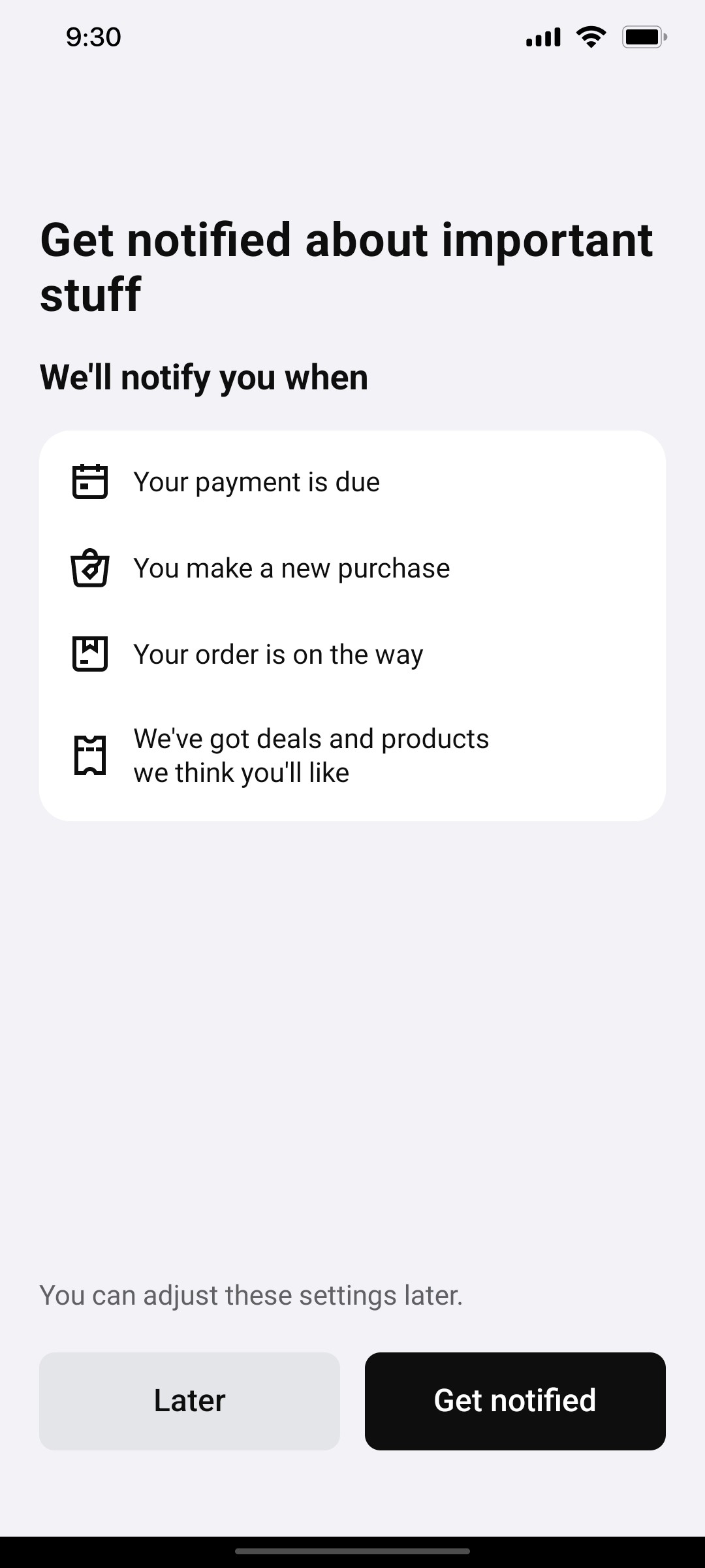 Klarna Get Notification Page Screen