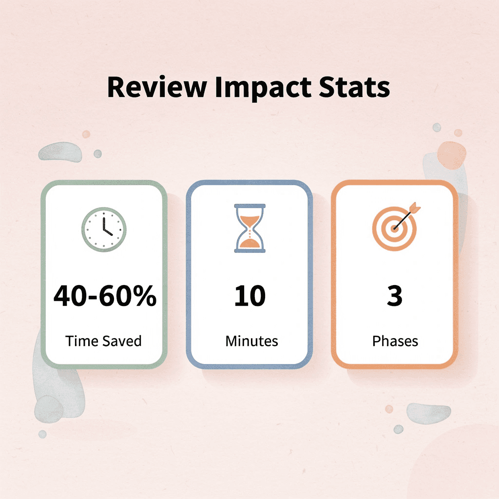 Statistics showing document review time savings and process structure -  Document Review Best Practices