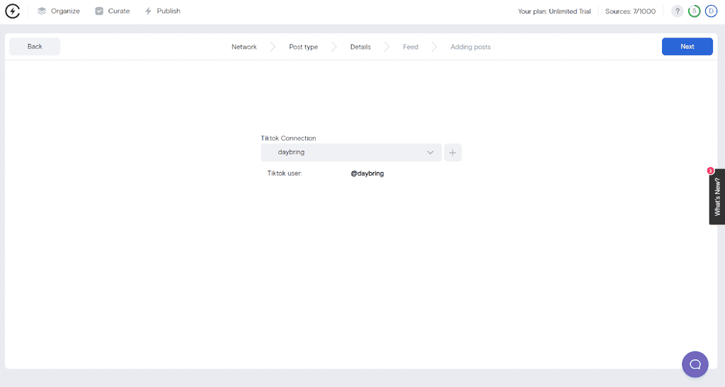 Connect feed to TikTok