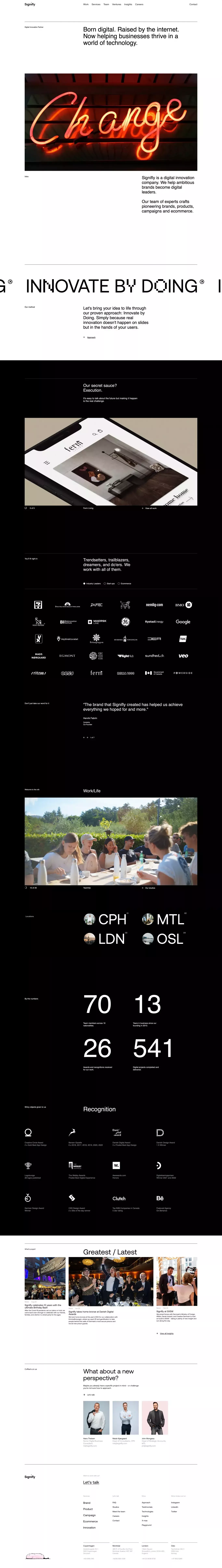 Signifly: Digital Marketing & Innovation portfolio page screenshot showcasing Design and Tech design