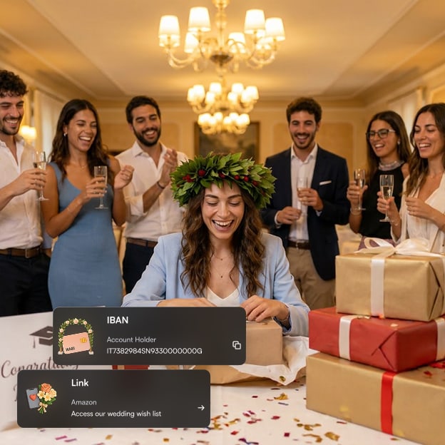 Lista regali e IBAN: condivisione discreta nello spazio evento di Togevent