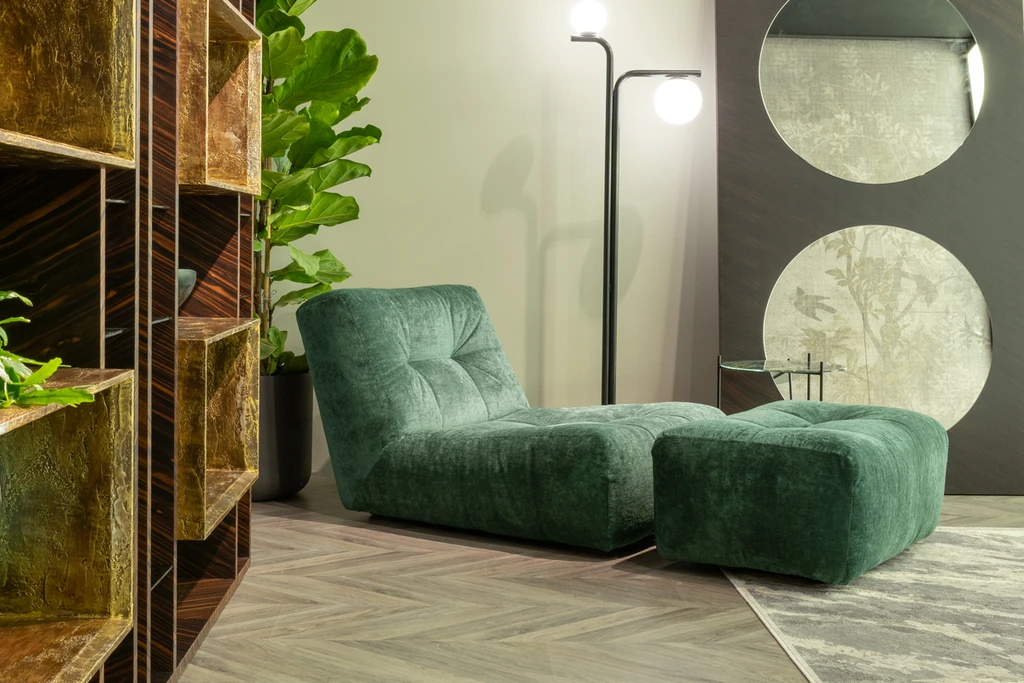 pouf and armchair in an elegant setting