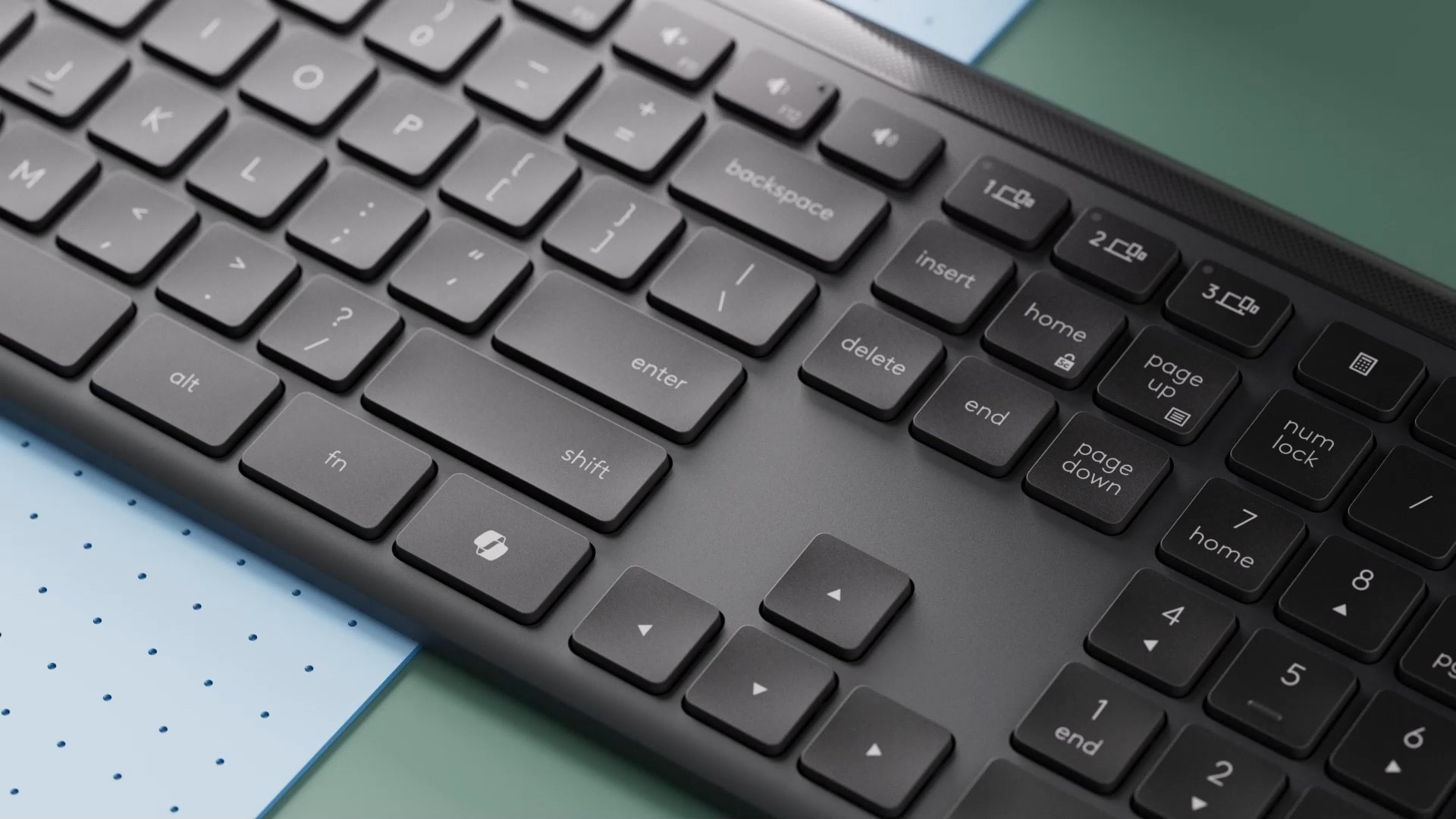 Close-up 3D render of the Meetup 2 controls