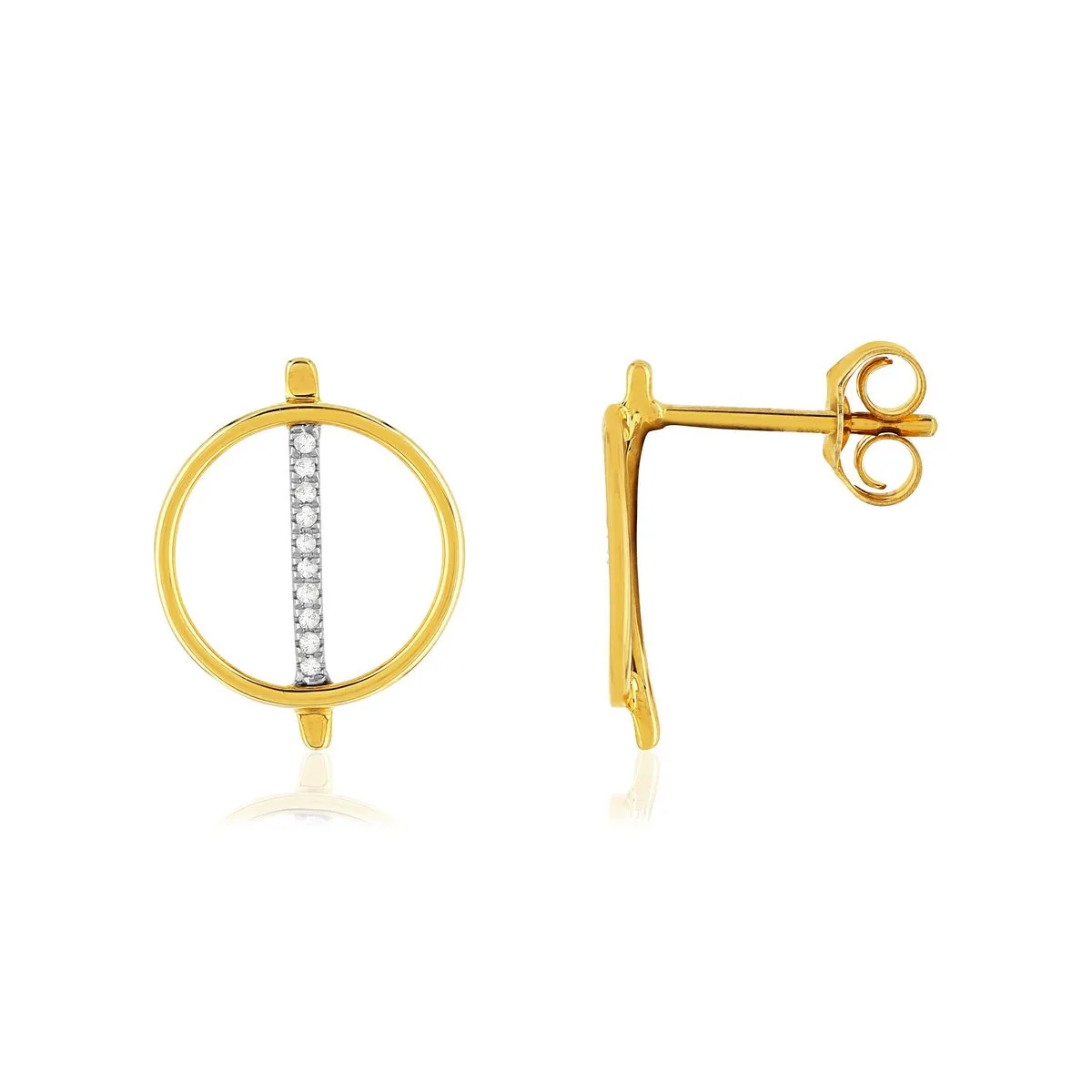 Boucles d'oreilles en deux ors 375 sertie de diamants