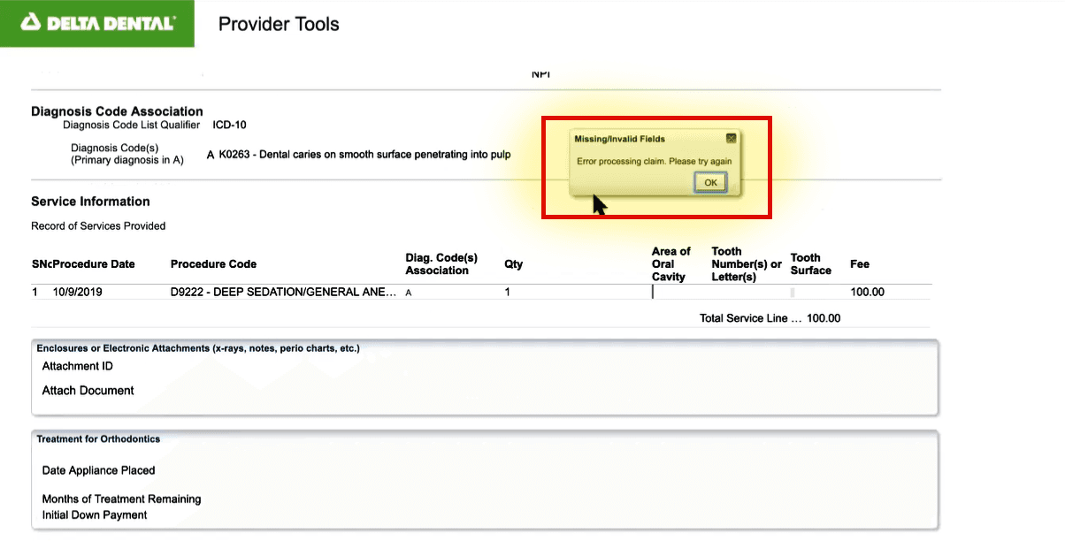 Step 4 screenshot showing insufficient claim information pop-up