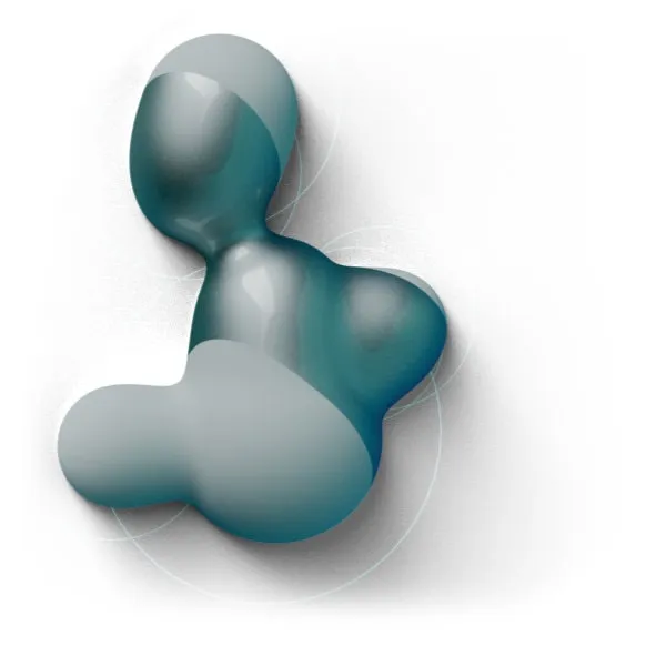 Abstrakte Molekül-Skulptur als Designelement der Mercury.ai Plattformwelt