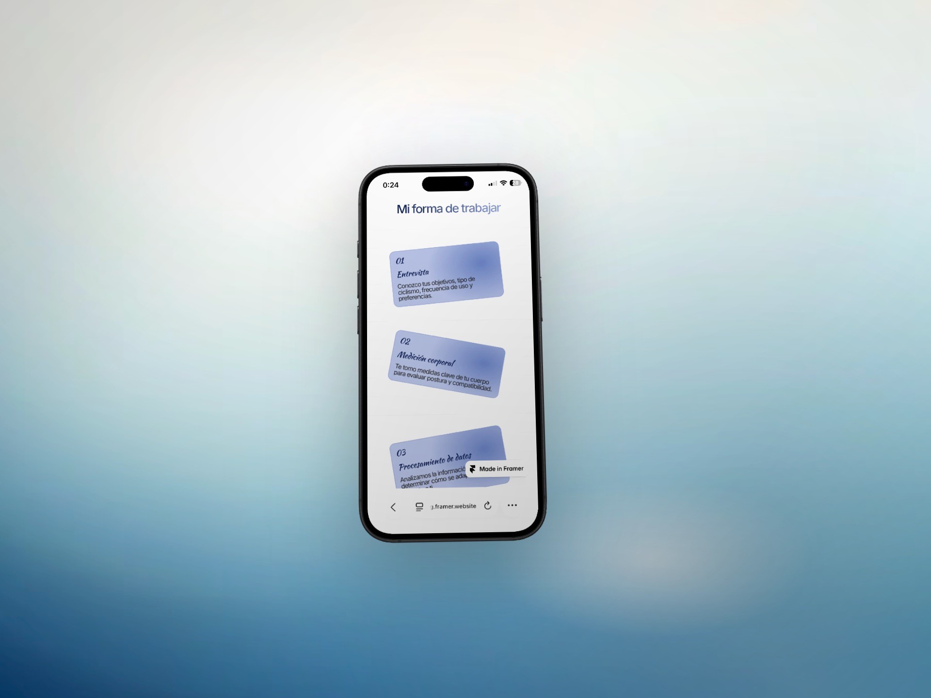 Mobile device mockup of Stack Bikefitting's process