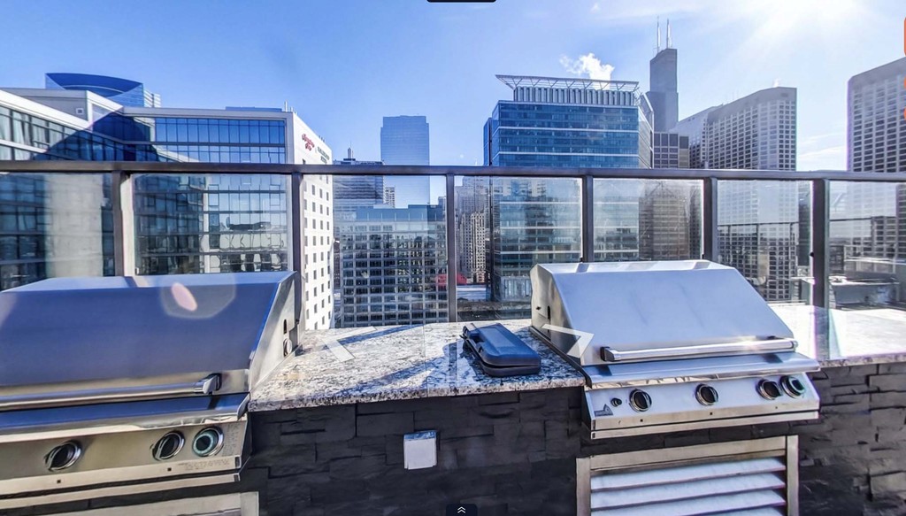 Rooftop grill stations Catalyst Apartments West Loop Chicago