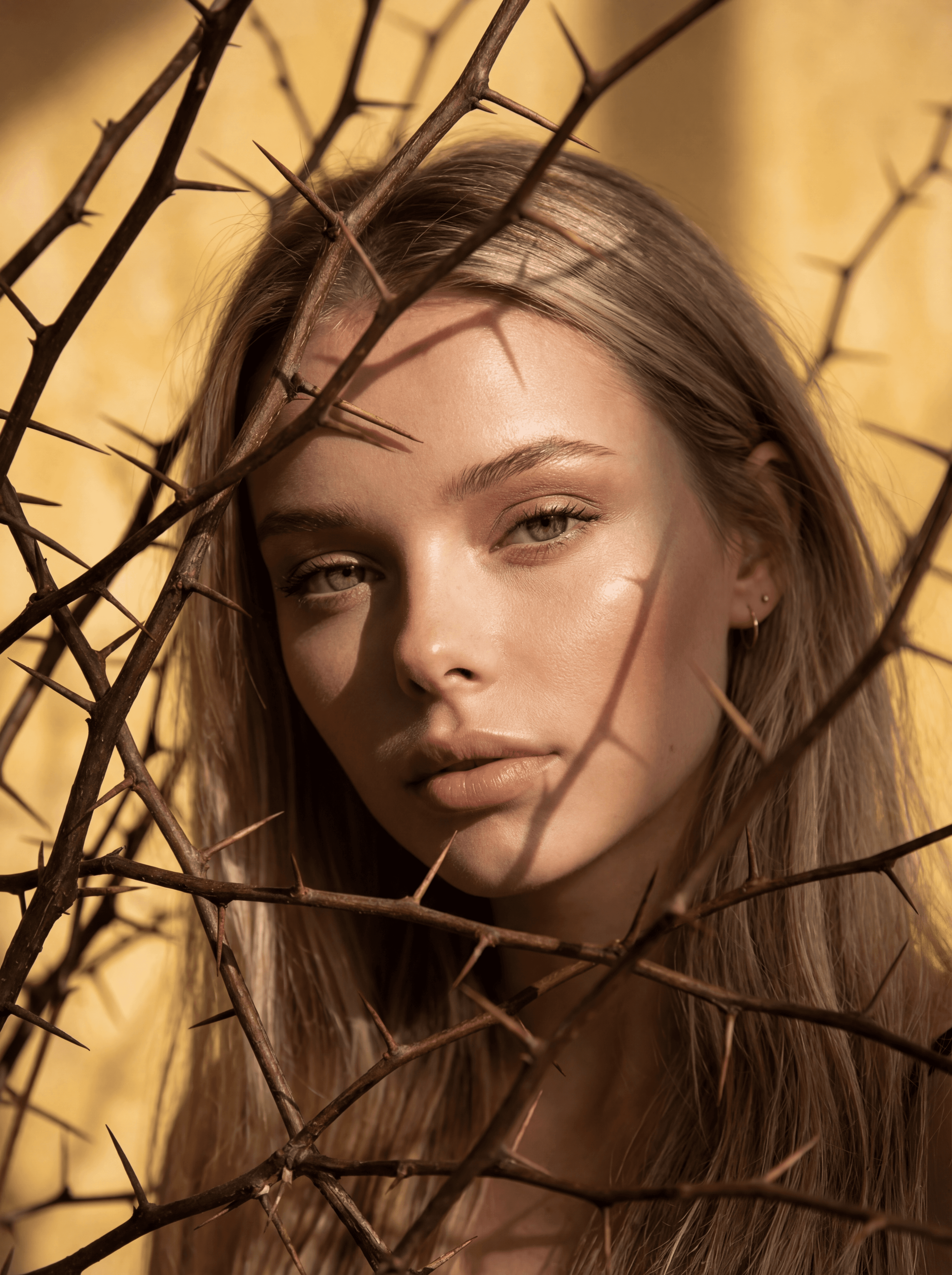 Fashion photoshoot with a woman posing in a dress