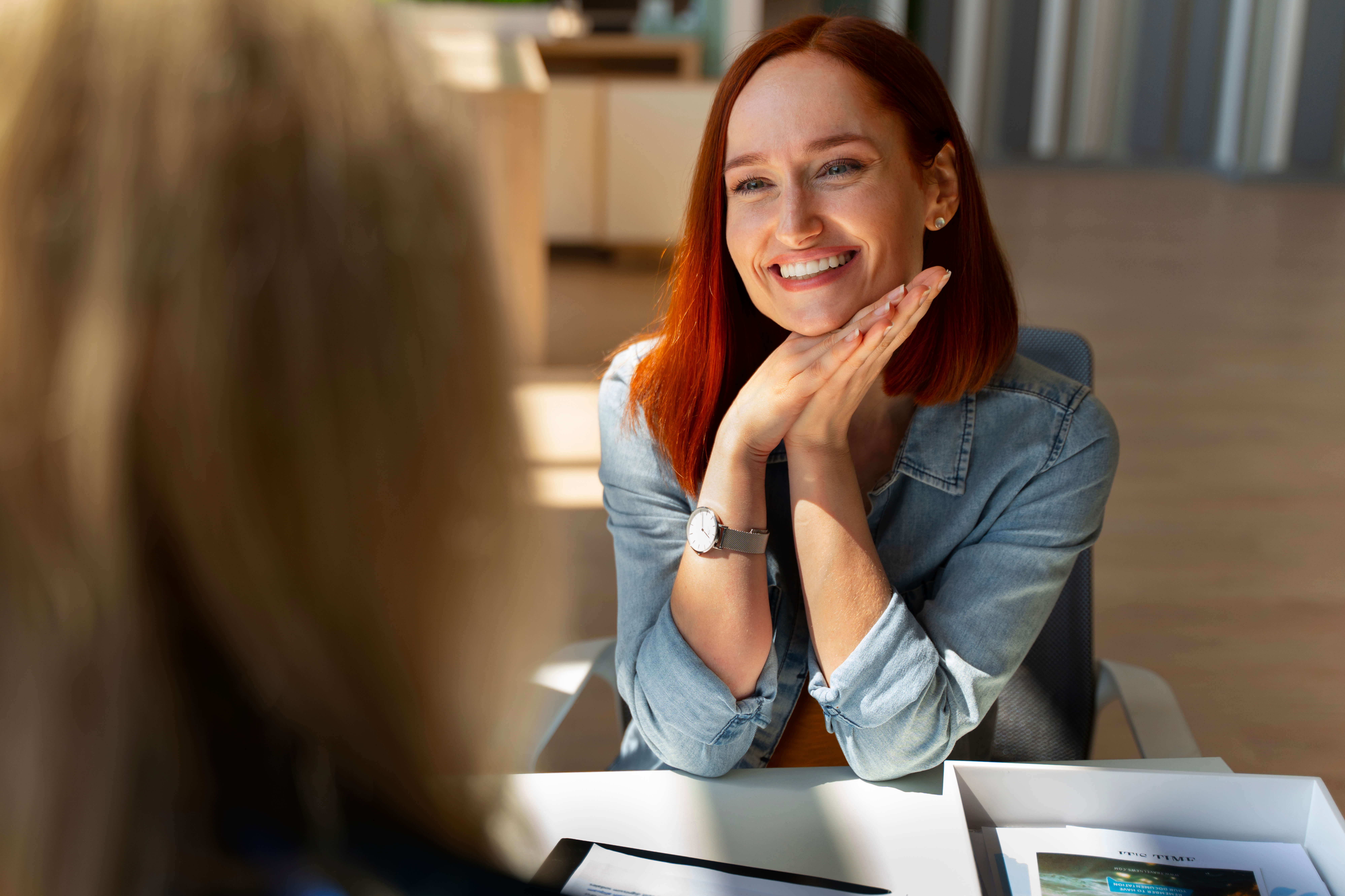 Happy client smiling