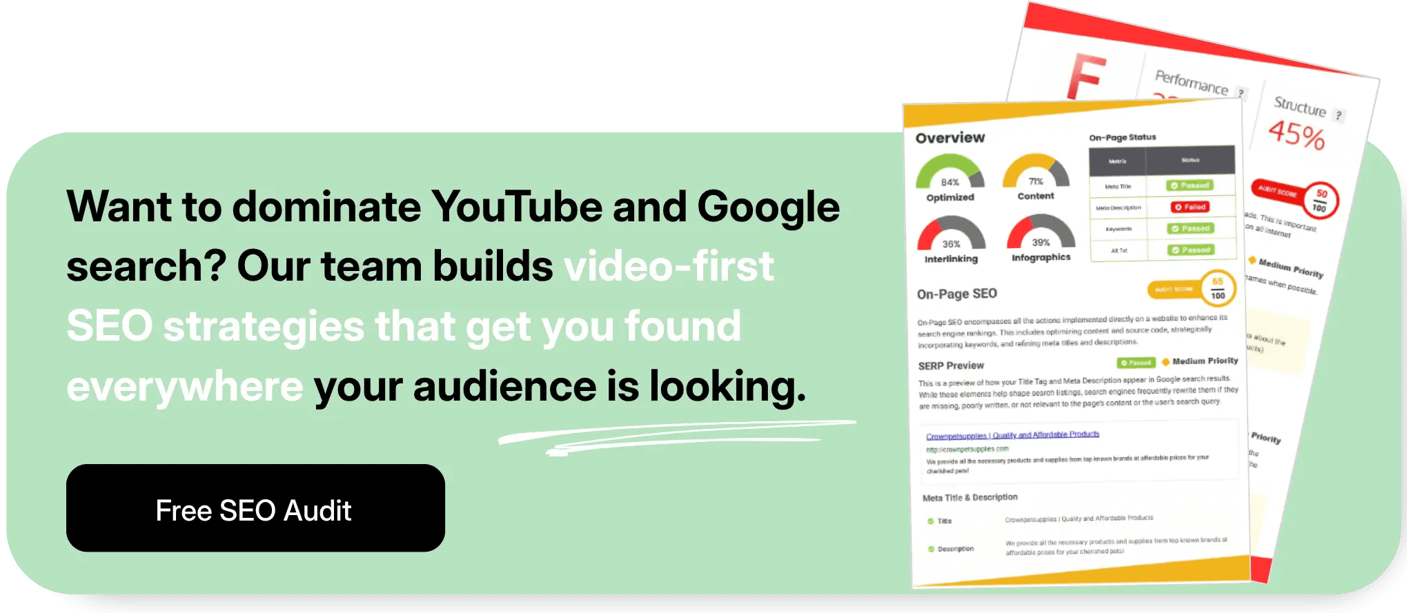 Free SEO Audit - Dominate YouTube and Google search with video-first SEO strategy