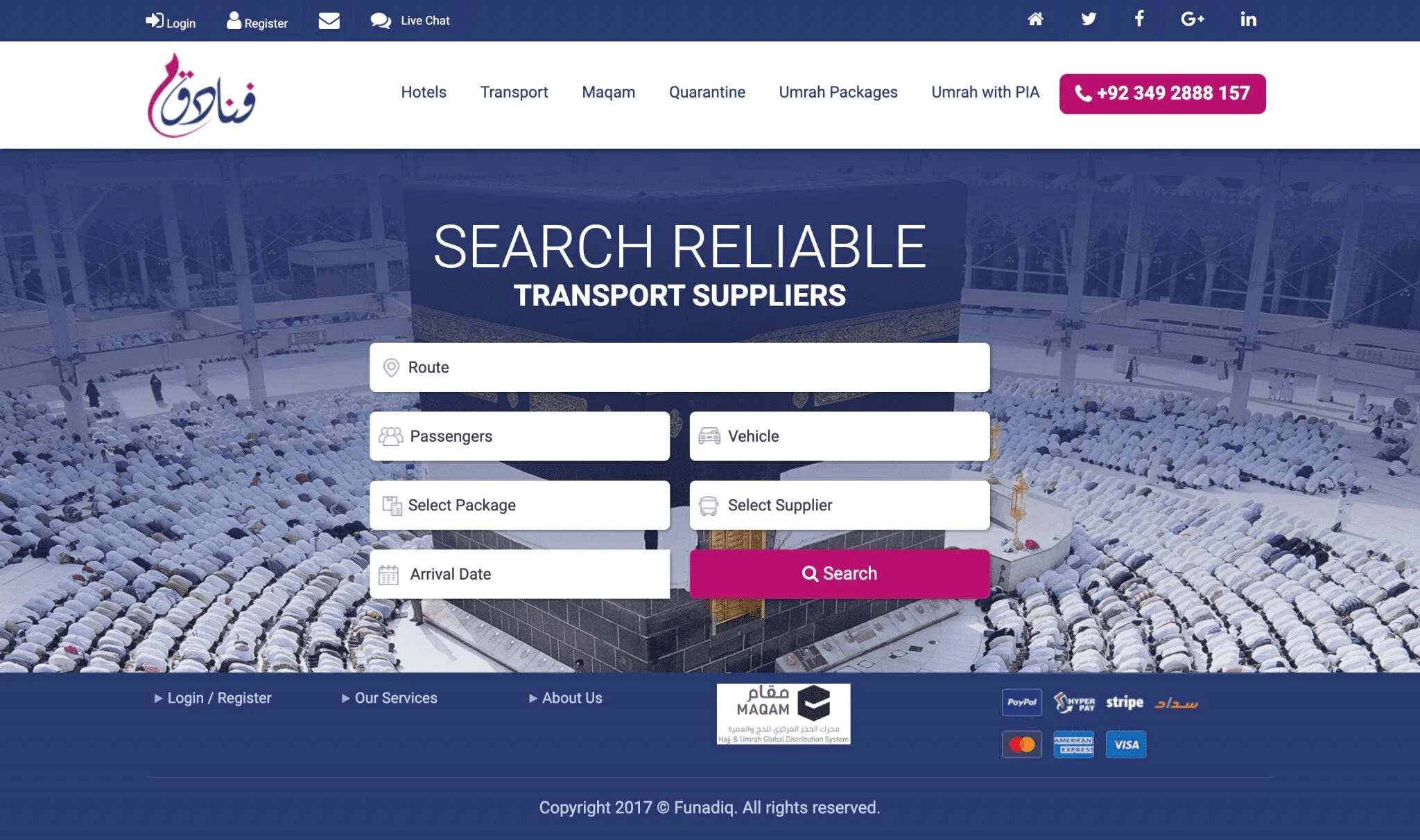 Transport Page For Funadiq website developed & designed by Dreams Agency Mississauga, Ontario