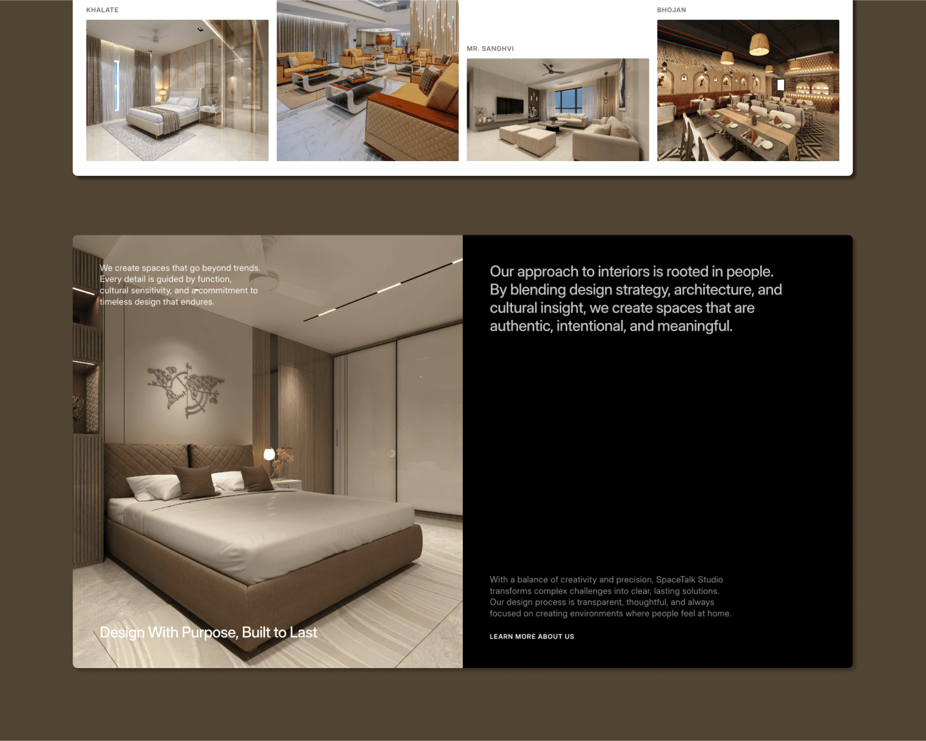 A modern, minimalist bedroom with a neutral color palette, featuring a neatly made bed, stylish wooden accents, and soft lighting, showcased on an interior design website.