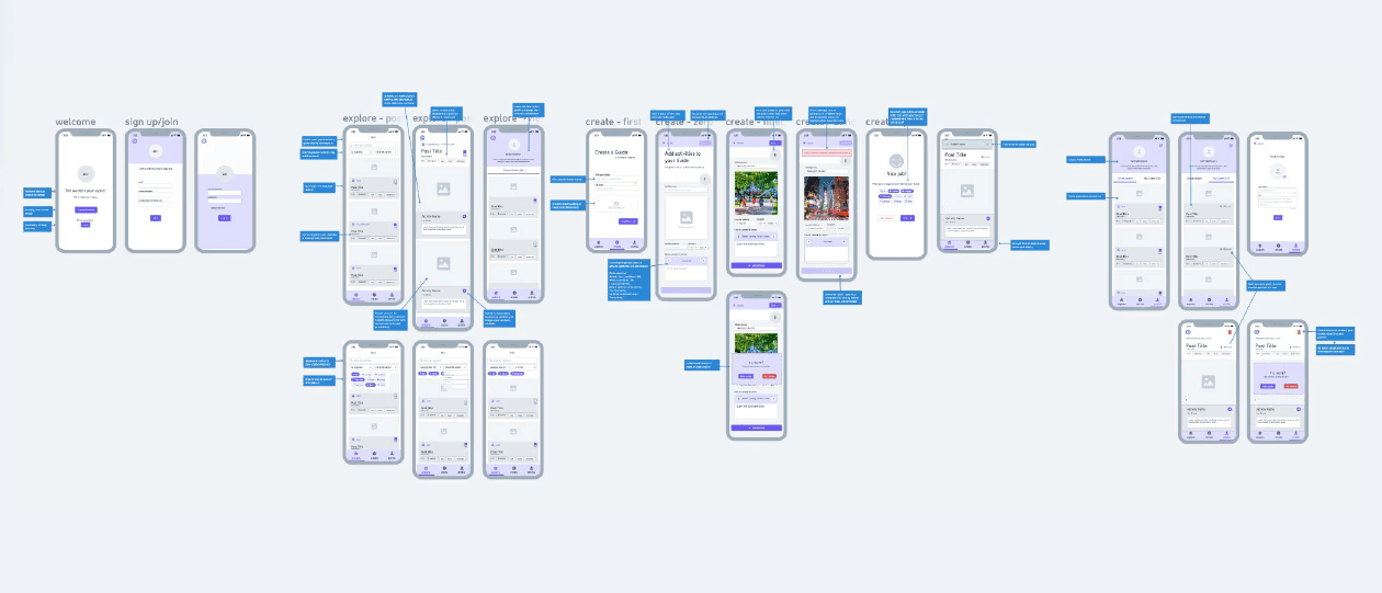 lo-fi wireframes of the soli app screens
