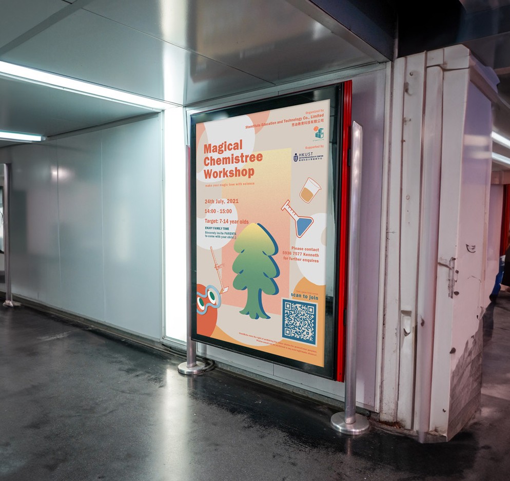 Streetside billboard with flyposters of the Batch.Works brand and illustrations