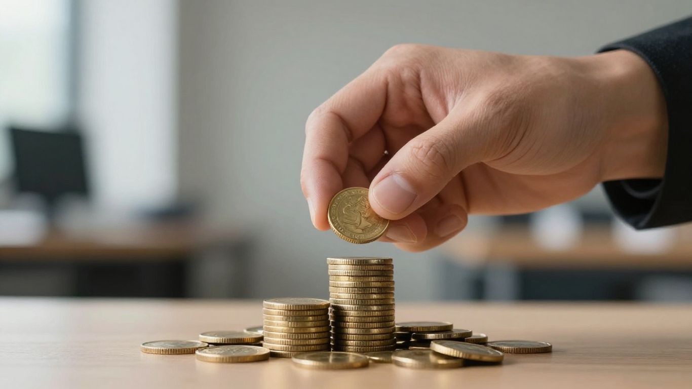 Stacking coins for financial growth and sustainable business.