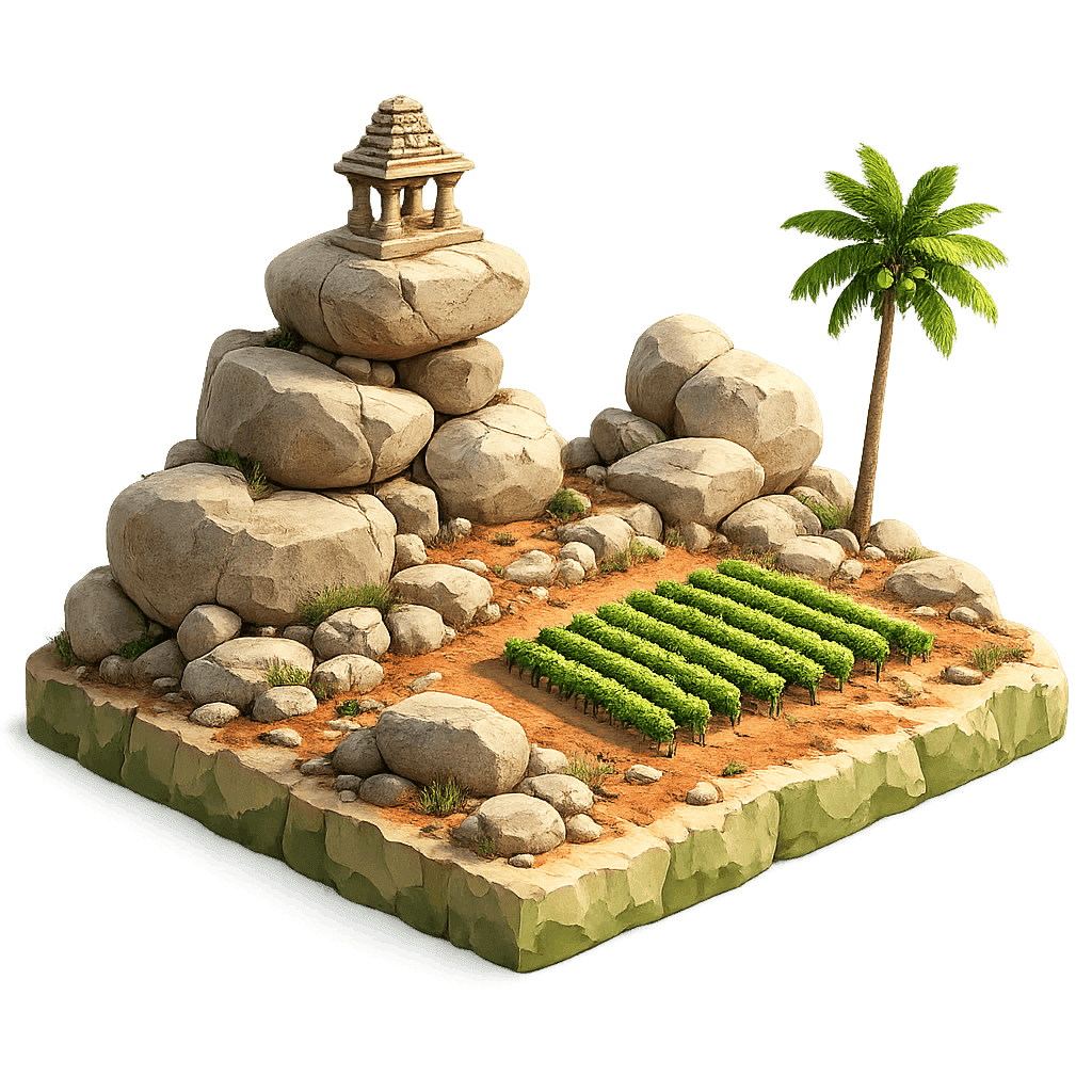 Artistic illustration of the Hampi Hills wine region.