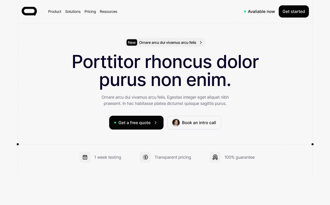 Saas Hero White Figma section