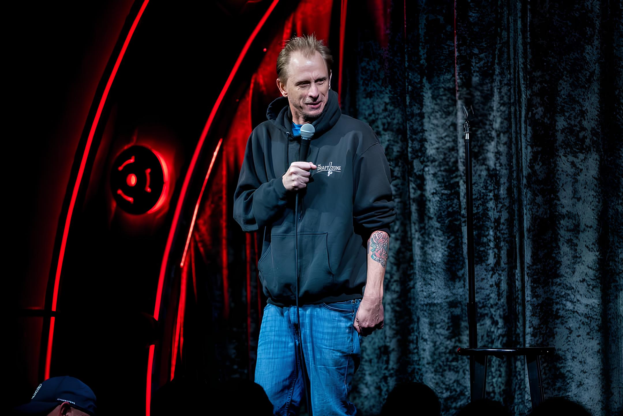 Davey Wester performing in the Big Room at the Comedy Mothership