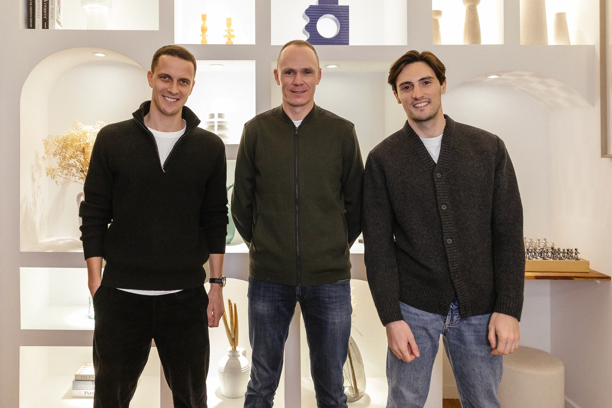 Chris Froome with Vekta Co-Founders Paul-Antoine Girard and Samuel Souci 