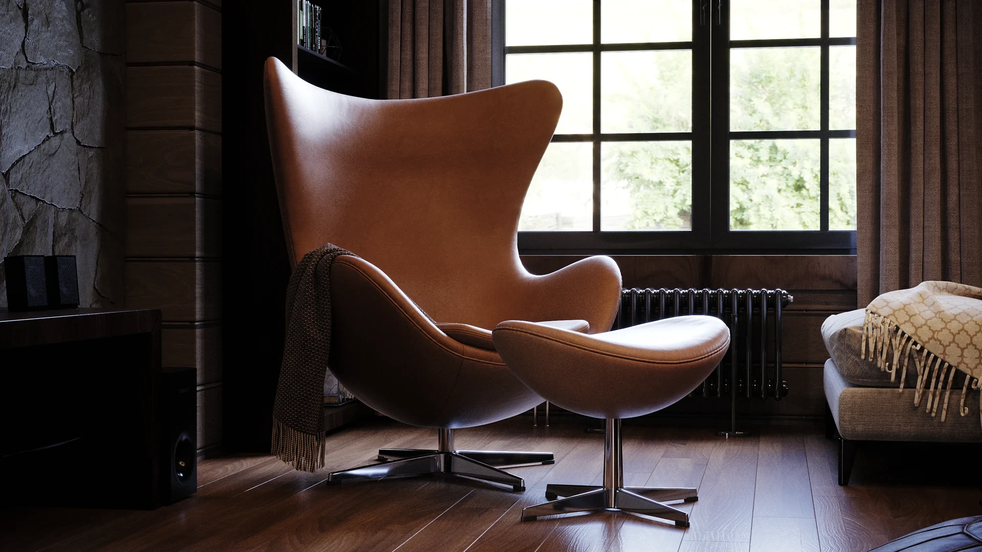 Suspension minimaliste diffusant une lumière douce au-dessus de la table.