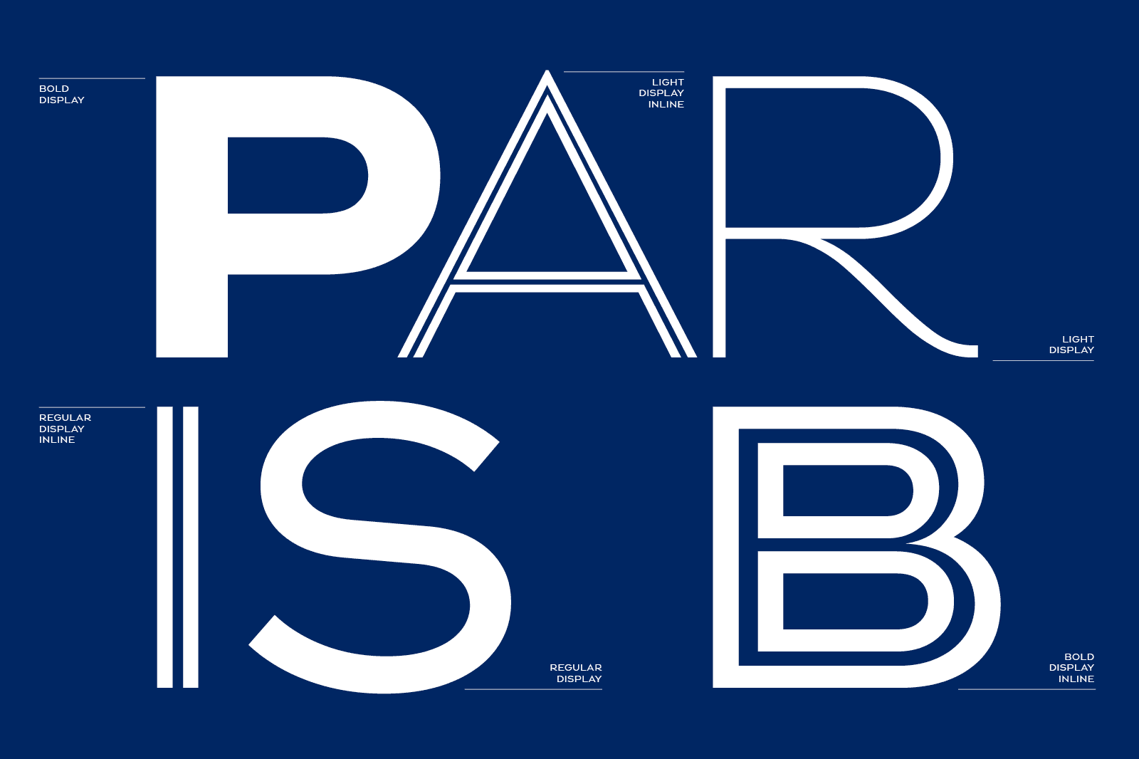 Text design showing "PARIS B" in bold white letters on a blue background, with a modern style.