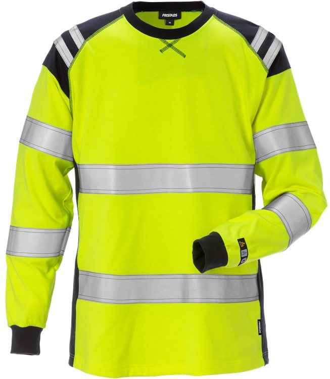 Fristads werkkledij dames — FRISTADS Flamestat high vis T-shirt met lange mouw dames klasse 3 7097 TFLH