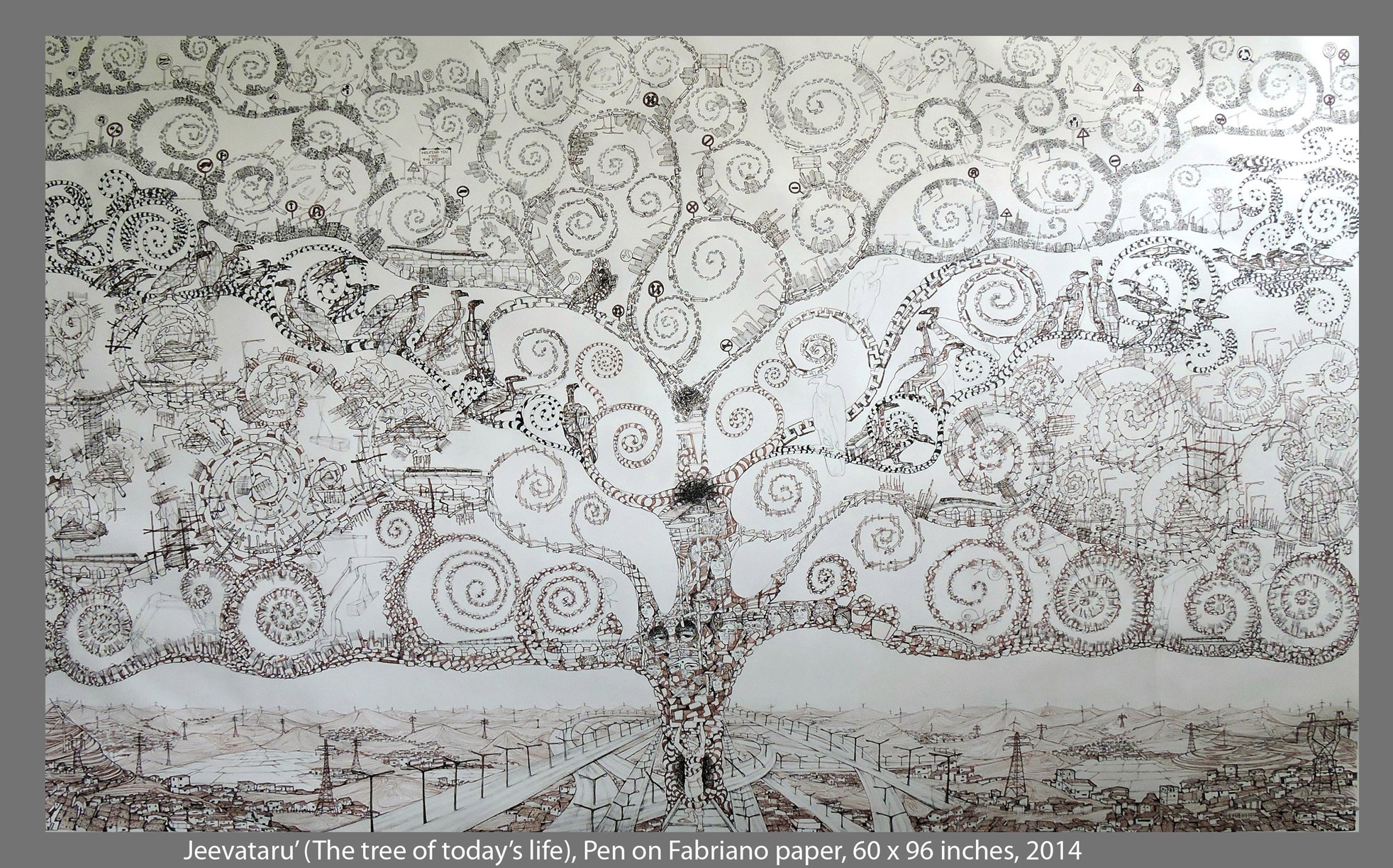 herd of sheep on road painting