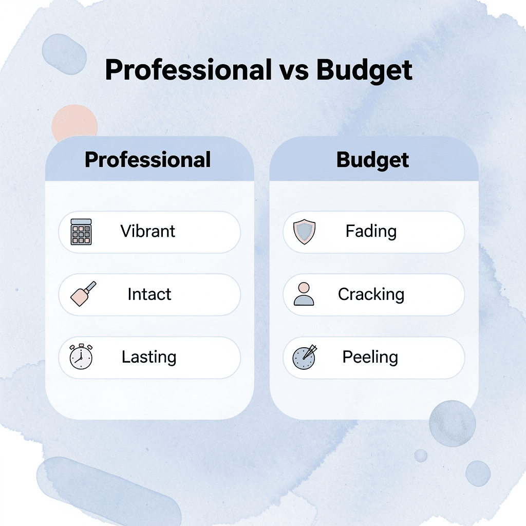Comparison chart showing professional-grade vs. budget custom printing differences